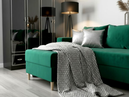 Duży Narożnik Rozkładany W Kształcie U 290x144 CM + Pojemnik Na Pościel + Sprężyna Bonell Pianka T30 + Wybór Kolorów - HAMPTON