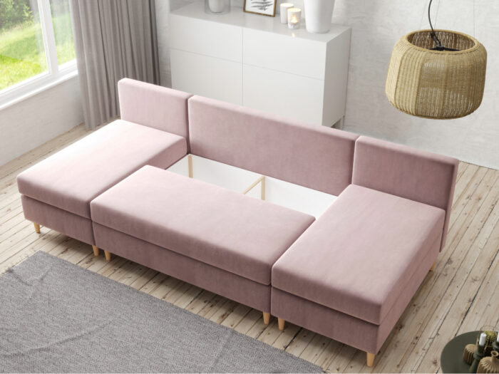 Narożnik Kształt U Rozkładany Do Salonu 270x146 CM + Funkcja Spania Pojemnik + Sprężyna Bonell Pianka T30 + Wybór Kolorów - MESA