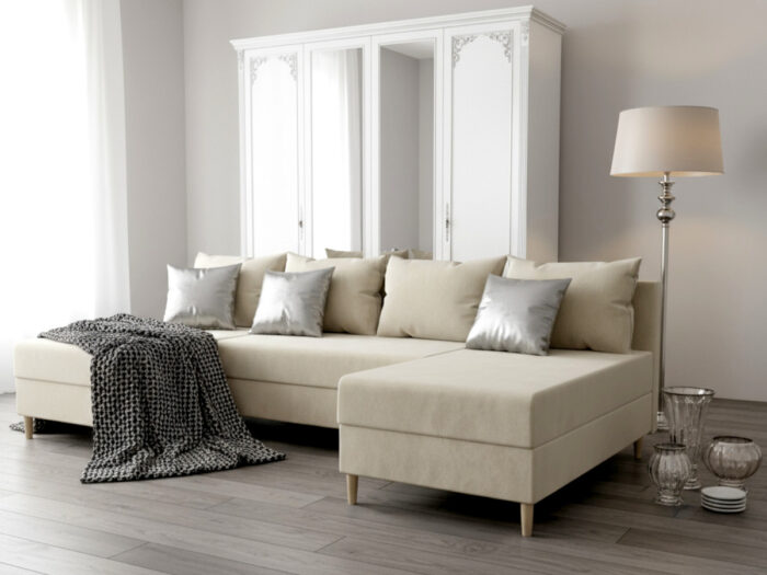 Narożnik Kształt U Rozkładany Do Salonu 270x146 CM + Funkcja Spania Pojemnik + Sprężyna Bonell Pianka T30 + Wybór Kolorów - MESA