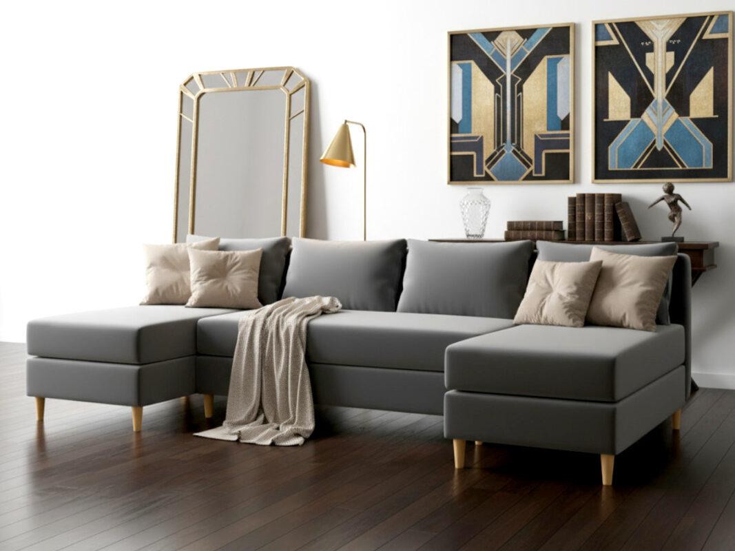Narożnik Kształt U Rozkładany Do Salonu 270x146 CM + Funkcja Spania Pojemnik + Sprężyna Bonell Pianka T30 + Wybór Kolorów - MESA