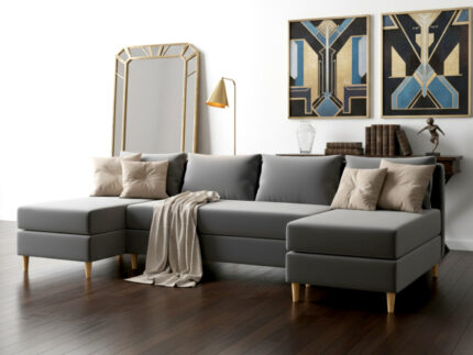 Narożnik Kształt U Rozkładany Do Salonu 270x146 CM + Funkcja Spania Pojemnik + Sprężyna Bonell Pianka T30 + Wybór Kolorów - MESA