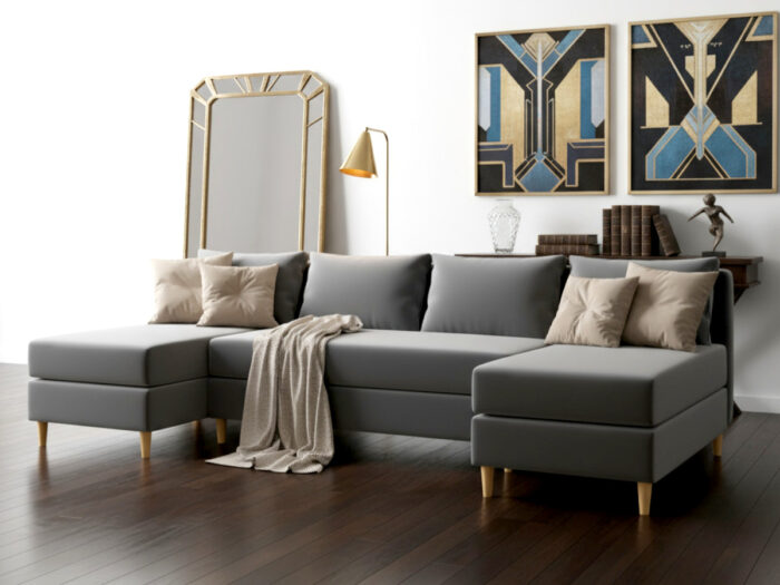 Narożnik Kształt U Rozkładany Do Salonu 270x146 CM + Funkcja Spania Pojemnik + Sprężyna Bonell Pianka T30 + Wybór Kolorów - MESA