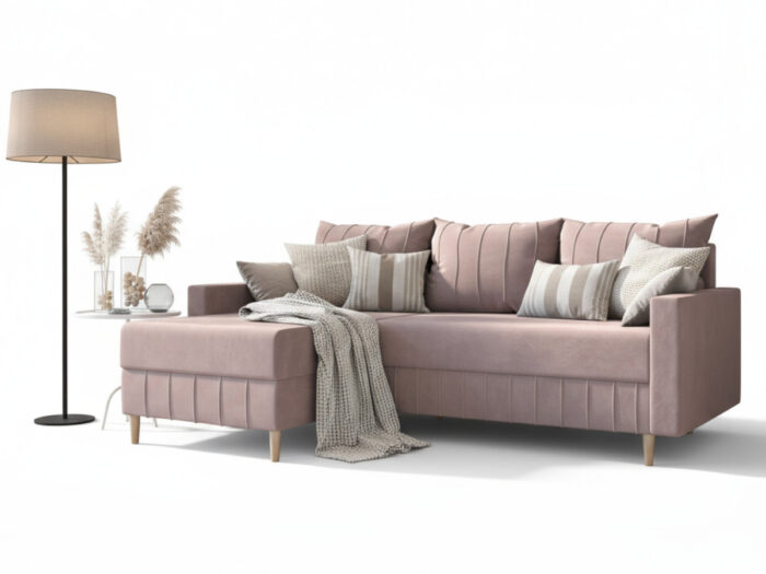 Narożnik Do Salonu 224x146 CM Z Funkcją Spania Pojemnikiem + Sprężyna Bonell Pianka T30 + Wybór Kolorów - JOLIET