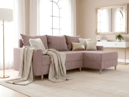 Narożnik Do Salonu 224x146 CM Z Funkcją Spania Pojemnikiem + Sprężyna Bonell Pianka T30 + Wybór Kolorów - JOLIET