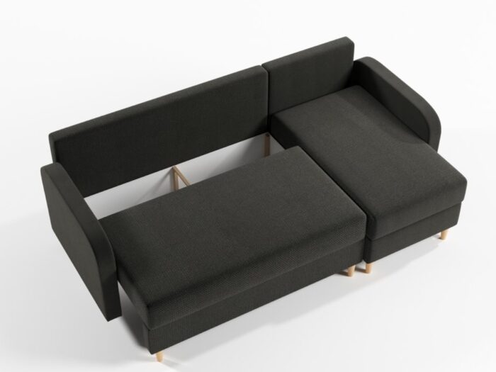 Rozkładany Narożnik Do Salonu 224x146 CM Z Funkcją Spania Pojemnikiem + Sprężyna Bonell Pianka T30 + Wybór Kolorów - KENT