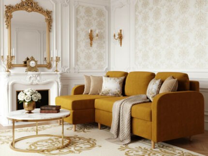 Rozkładany Narożnik Do Salonu 224x146 CM Z Funkcją Spania Pojemnikiem + Sprężyna Bonell Pianka T30 + Wybór Kolorów - KENT