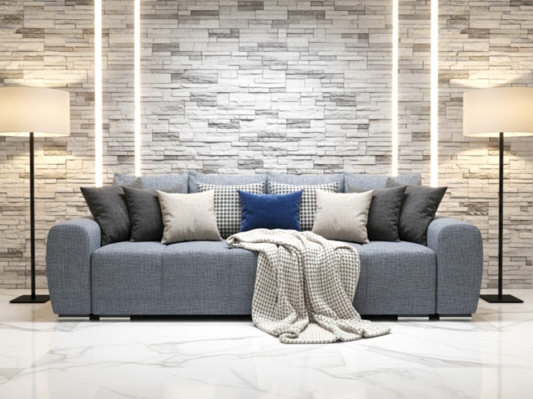 Duża Kanapa Rozkładana 265 CM Sofa 4 Osobowa Wolnostojąca Na Sprężynach Bonellowych + Wybór Kolorów - ATENA