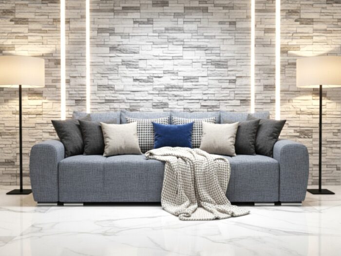 Duża Kanapa Rozkładana 265 CM Sofa 4 Osobowa Wolnostojąca Na Sprężynach Bonellowych + Wybór Kolorów - ATENA