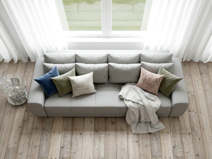Duża Kanapa Rozkładana 265 CM Sofa 4 Osobowa Wolnostojąca Na Sprężynach Bonellowych + Wybór Kolorów - ATENA