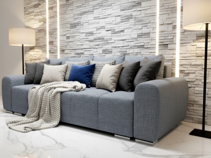 Duża Kanapa Rozkładana 265 CM Sofa 4 Osobowa Wolnostojąca Na Sprężynach Bonellowych + Wybór Kolorów - ATENA