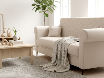 Sofa 3 Osobowa 244 CM Kanapa Rozkładana Z Funkcją Spania Pojemnikiem + Sprężyny Bonell Pianka HR - BALI