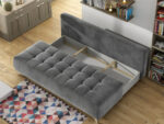 Mała Rozkładana Kanapa 197 CM - Wygodna Sofa Do Salonu + Pikowane Siedzisko + Pojemnik Na Pościel - NOVA