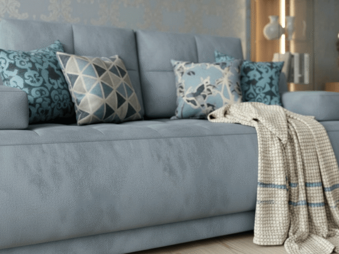 Mała Rozkładana Kanapa 197 CM - Wygodna Sofa Do Salonu + Pikowane Siedzisko + Pojemnik Na Pościel - NOVA