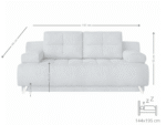 Mała Rozkładana Kanapa 197 CM - Wygodna Sofa Do Salonu + Pikowane Siedzisko + Pojemnik Na Pościel - NOVA