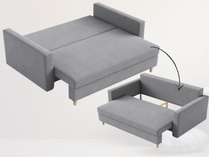 Dwuosobowa Sofa 155 CM Mała Kanapa Rozkładana Z Pojemnikiem + Sprężyny Bonell Pianka T30 + Wybór Kolorów DALLAS