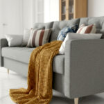 Sofa 3 Osobowa Rozkładana 224 CM Kanapa Z Pojemnikiem + Pikowane Siedzisko Poduszki + Wysokie Nóżki + Wybór Kolorów FLORIDA