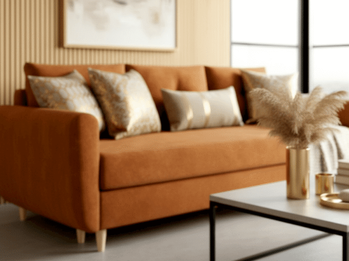 Sofa Rozkładana 3 Osobowa 242x90 CM Kanapa Z Funkcją Spania Pojemnikiem + Wysokie Nóżki + Wybór Kolorów PRESTON