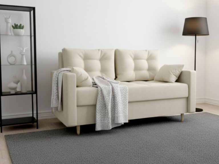 Dwuosobowa Kanapa 155 CM Mała Sofa Rozkładana Z Pojemnikiem + Sprężyny Bonell Pianka T30 + Wybór Kolorów TEMPE