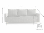Stylowa Kanapa Rozkładana 224 CM Sofa 3 Osobowa + Pojemnik Na Pościel + Bonell Pianka T30 + Wysokie Nóżki + Wybór Kolorów WATSON