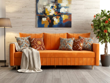 Stylowa Kanapa Rozkładana 224 CM Sofa 3 Osobowa + Pojemnik Na Pościel + Bonell Pianka T30 + Wysokie Nóżki + Wybór Kolorów WATSON