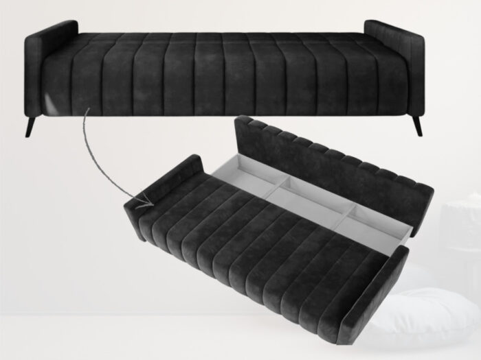 Kanapa Rozkładana 3-Osobowa 226 CM Wygodna Sofa Do Salonu + Wysokie Nóżki + Eleganckie Meble Wypoczynkowe - SUNNY