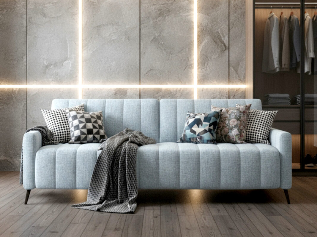 Kanapa Rozkładana 3-Osobowa 226 CM Wygodna Sofa Do Salonu + Wysokie Nóżki + Eleganckie Meble Wypoczynkowe - SUNNY