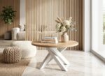 Stolik Okrągły 90 cm Loft Tiga przodem w aranżacji