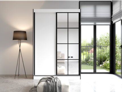 Biała garderoba 120 cm Milton 2 z lustrem loft