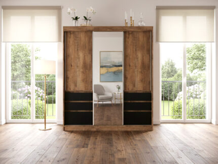 Garderoba z szufladami Flin 180 cm w kolorze dąb lefkas frontalnie