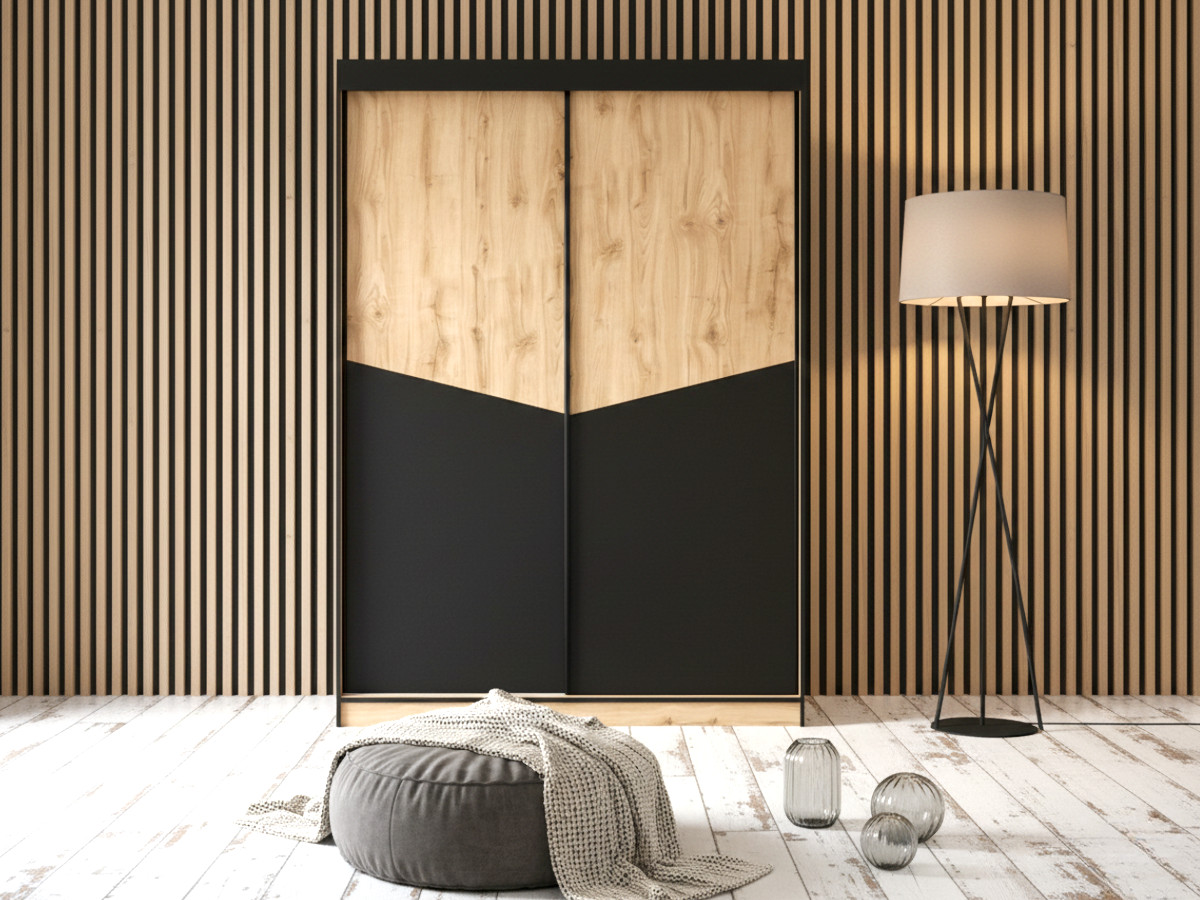 szafa-elegancka-bez-lustra-czarny-dab-toronto-150 Szafa 2-drzwiowa 150 cm Toronto czarny + dąb