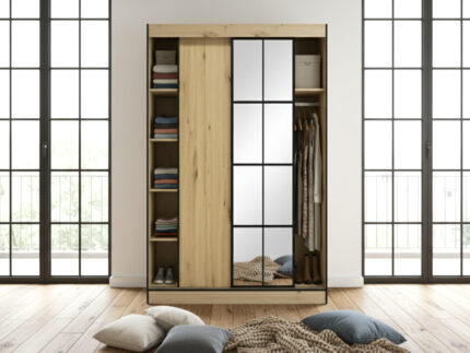 Szafa 2-Drzwiowa 120 cm Milton 2 wnętrze z półotwartymi frontami