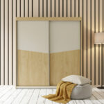 Szaro beżowa Szafa Przesuwna 200 cm Toronto przodem w aranżacji