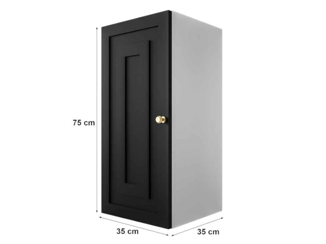 Szafka Modułowa 75x35 CM - Stwórz Własny Zestaw Mebli - Frezowane Malowane Fronty MDF - SN3 Biało Czarna