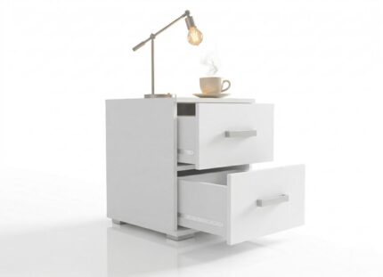 Szafka Nocna Z Szufladami 40 cm Trend 15 biała otwarta