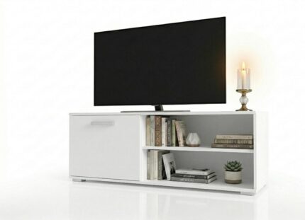 Biała Szafka RTV 100 cm Trend 12 zamknięta frontalnie