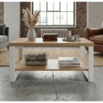 Stolik kawowy 90x60 cm Soho przodem w industrialnym wnętrzu