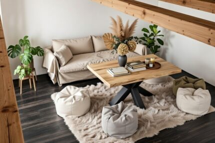 Kadr z rogu pomieszczenia na Industrialna Ława 90x60 cm Brooklyn