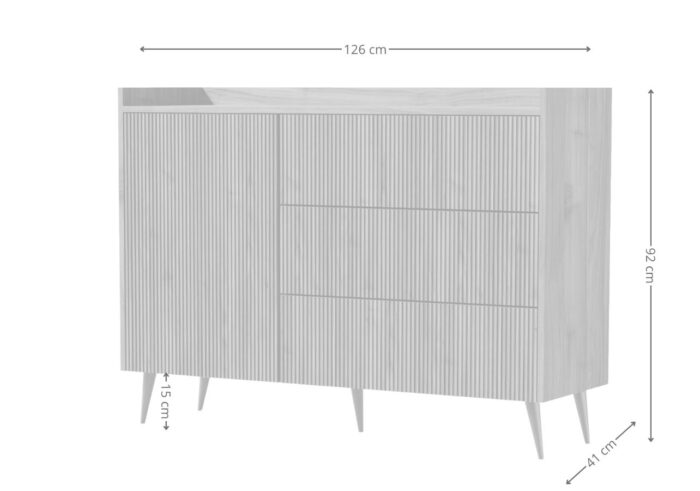 Komoda Do Salonu 126 cm Vesper 04 Z Szufladami | Szafka Na Wysokich Nóżkach | Styl Mid-Century - obrazek 7