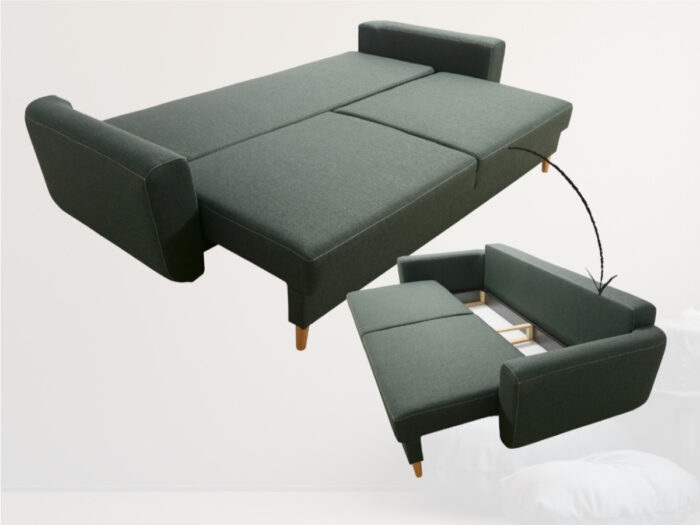 Klasyczna Kanapa Z Funkcją Spania 3 Osobowa Rozkładana Sofa 240 CM + Sprężyna Bonell Pianka Wysokoelastyczna - BIELLA