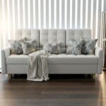 Nowoczesna Kanapa 215 CM 3 Osobowa Rozkładana Sofa + Regulowana Wysokość Oparcia + Sprężyna Falista Pianka Wysokoelastyczna - ARDEA