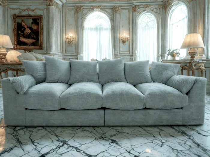 Wygodna Sofa 4-Osobowa 250 CM + Miękkie Poduszki Siedzisko Oparcie + Eleganckie Meble Wypoczynkowe Do Dużego Salonu - ROMA