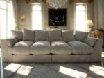 Wygodna Sofa 4-Osobowa 250 CM + Miękkie Poduszki Siedzisko Oparcie + Eleganckie Meble Wypoczynkowe Do Dużego Salonu - ROMA